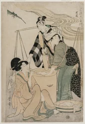 Settsu tartomány a Fashionable Six Jewel Rivers sorozatból Furyu Mu Tamagawa, c. 1804.