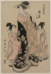 A chojiyai Hinazuru udvarhölgye kísérőivel, Tsurujival és Tsurunoval, c. 1794.