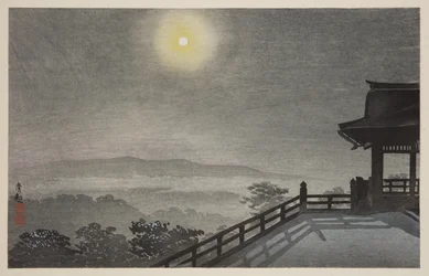 Cool Moon Evening a Kiyomizudóban a keleti fővárosban (T?to Kiyomizud? hiya tsukiyo) (színes fatömbnyomat)