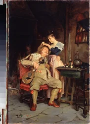 Nincs olyan bolond, mint egy vén bolond - Klavdi Petrovich Stepanov (1854-1910) festménye, olaj, vászon