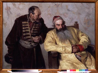 Une denunciation au Boyar (boiard, boiar) (To The Boyar With A Denunciation). A zavaros időkben (1598-1613) IV. Rettegett Iván cár (1530-1584) uralkodása alatt a Moszkvai Nagyhercegségben egy férfi egy hajtogatott papírt tartva a kezében beszélt