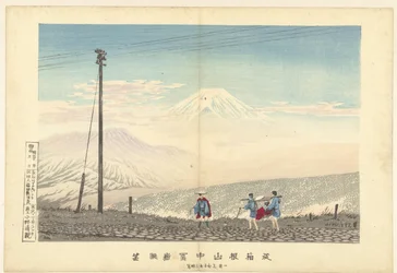 Kilátás a Fuji-hegyre a Hakone-hegységben Ju Hakone sanchu Fugaku chobo (cím a tárgyon)