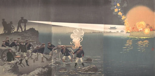 Elektromos fény használata a Bingyang elleni támadás idején, Korea, 19. század vége.