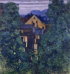 Payerbach áttekintése, a háttérben a Rax; Kilátás Payerbachon keresztül, a háttérben a Rax, 1912-1913 körül
