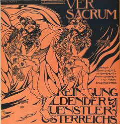 A Ver Sacrum, a szecessziós Sezession-mozgalom folyóiratának 1898. februári számának címlapja ...