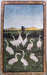 Gémek a mezőn, az udvari sólyomkodás jeleneteit ábrázoló játékkártyakészlet egyike, Upper Rhein Area, 1440-45 körül (toll és tinta, wc) (lásd még: 88300-04)