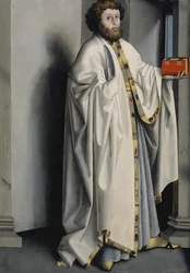 Szent Bertalan a Heilspiegel-oltárról, 1435 körül (vegyes technika tölgyfatáblán)