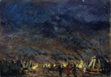 A polovci tábor. Színpadterv A. Borodin Igor herceg című operájához, 1914