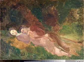 Szerelmesek (Lovers) – Konstantin (Konstantin) Andrejevics Somov (1869-1939) festménye, olaj, vászon