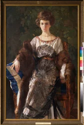 Evfimia Nosova, szül.: Rjabusinszkaja (1881-1960) portréja. Konstantin (Konsztantin) Andrejevics Somov (1869-1939) festménye, olaj, vászon