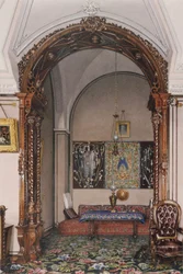 A Téli Palota belső terei. Nicholas Nicolaievich nagyherceg dolgozószobájának fülkéje, XIX. század közepe.