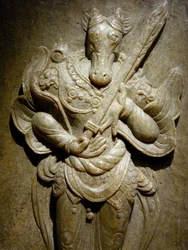 Sírdísz, állatövi ló agalmatolitból, 8. század, az Északi és Déli Királyságok kora, Korea. Fénykép, Koreai Nemzeti Múzeum, Szöul, Koreai Köztársaság