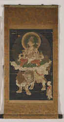 Manjushri (színes selyem, függő tekercsként rögzítve)