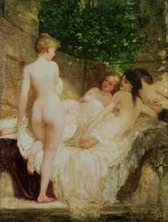 A fürdő után, 1880 körül