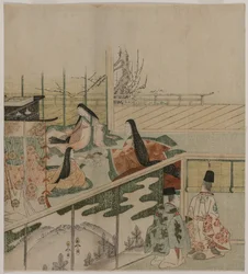 Udvari hölgyek babát készítenek, 1790-es évek.