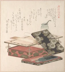 Asztal és írószerkészlet
