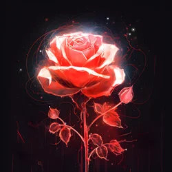 Egy virágzó vörös rózsa vázlata, csak egy virággal és néhány részletes vonallal 1