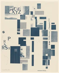 Cím nélkül, 3/6 a portfólióból Merz 3. Kurt Schwitters 6 litográfia. Merz mappa. A Merz kiadó első portfóliója (Merz 3. Kurt Schwitters 6 lithos. Merz Portfolio. First Portfolio of the Merz Publisher)