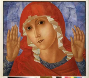 Az Együttérzés Szűze. Kuzma Szergejevics Petrov Vodkin (Petrov-Vodkin) festménye (Kouzma Petrov Vodkin) (Petrov-Vodkin) (1878-1939), olaj, vászon