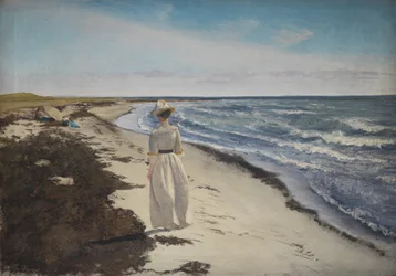 Hölgy a Karrebæksminde strandon, Zélandon