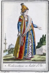 Mahometane nyári ruhában – J. Grasset St Sauveur „” Utazások enciklopédiájában”, szerk. Deroy, Párizs