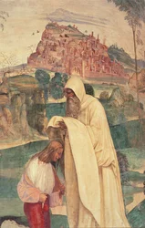 Szent Benedek élete, 4. jelenet: A Romanus szerzetes felöltözteti Benedeket