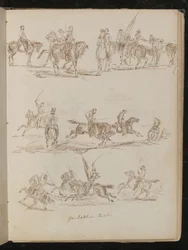 Három tanulmány lovas katonákról, „Garibaldian Cavalry” felirattal