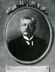 Temistocle Calzecchi Onesti (1853-1922) olasz fizikus és feltaláló portréja, rézkarc a fénykép után
