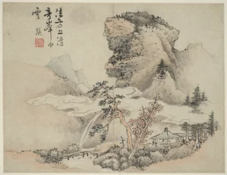 Táj az ókori mesterek stílusában: Fang Congyi után (aktív 1340-80 körül)