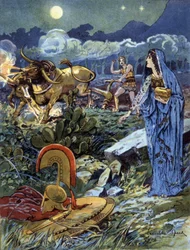 Jason, akinek Médea segített a marsi szántóföldeken, kb. 1900 (illusztráció)
