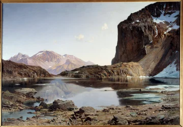 Eychauda-tó az Alpokban. Laurent Guetal (1841-1892) festménye
