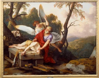 Ábrahám feláldozza fiát, Izsákot, Laurent de La Hyre (1606-1656) festménye, 1650, Reims, Saint-Denis Múzeum