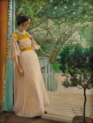 A kertajtóban. A művész felesége, 1897.