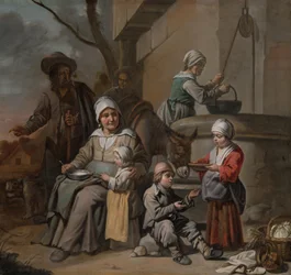 Le Maître aux Béguins - Parasztcsalád a kútnál, 1650-60