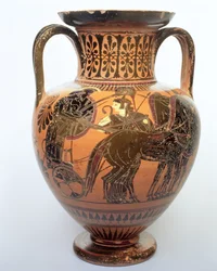 Fekete figurás amfora quadrigát ábrázolva, ie 515-490 (kerámia)