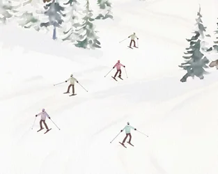 Síelés Tremblant-ban, 2023 körül (vegyes technika)