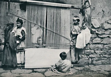 Kabil takácsok és őshonos szövőszék, Észak-Algéria, 1912