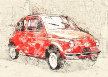 Vörös klasszikus autó vázlat