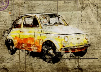 Rétro sárga Fiat 500