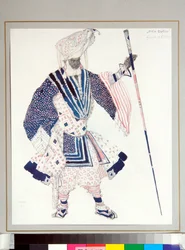 Orosz balett: "Nagypap" Leon Bakst (1866-1924) által tervezett jelmez Michel Fokine "Le dieu Bleu" című balettjéhez