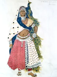 Bajadér pávval, balettjelmezterv, 1911