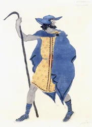 Jelmeztervezés Oidipuszhoz a Colonus- the Stranger c. 1899-1909 (ceruza, w/c és ezüst festék papíron)
