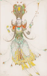 Tamara Karsavina jelmezterve, mint "The Firebird"