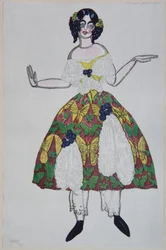 Jelmezterv G. Rossini A varázsjátékbolt című baletthez, 1919
