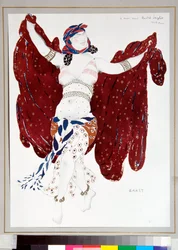 ""Táncos"" Jelmez, amelyet Leon Bakst (1866-1924) tervezett a Ballets Russes ""Cleopatre"" című balettjéhez