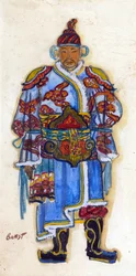 Keleti jelmeztervezés (akvarell és gouache papíron)