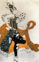 A Peri, jelmezvázlat Paul Dukas balettjéhez (akvarell, gouache és zsírkréta, papír)