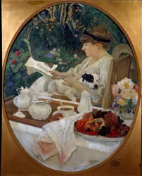 Tea a kertben. Leon Carre festménye (1878-1942)