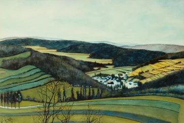 Táj, Vressets/Sermois nézete; Paysage, Vue Vressets/Sermois