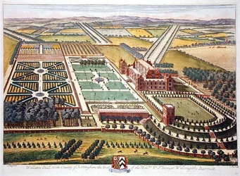 Wollaton Hall Nottingham megyében Johannes Kip (kb.1652-1722) metszetével (metszet)